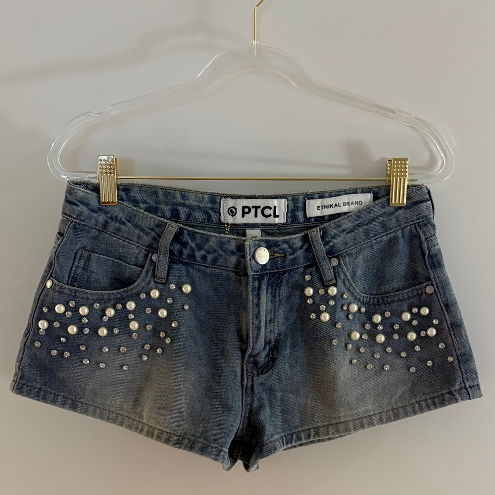 PTCL Embellished Denim Shorts ✨